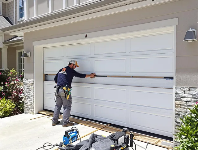 Brookfield Garage Door Repair team performing complete garage door replacement at Brookfield residence
