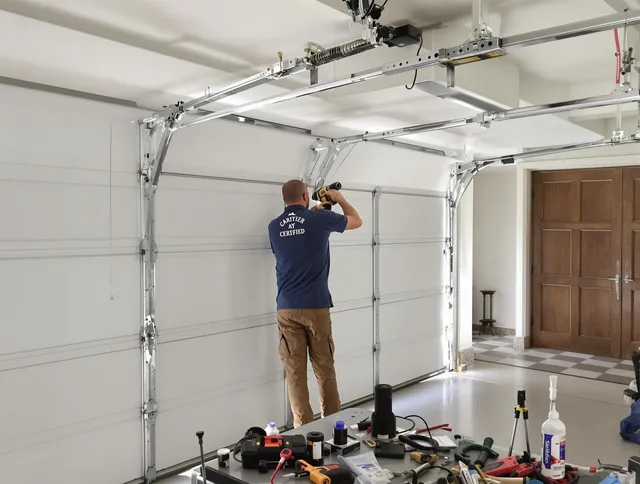 Brookfield Garage Door Repair certified technician performing precision garage door repair in Brookfield
