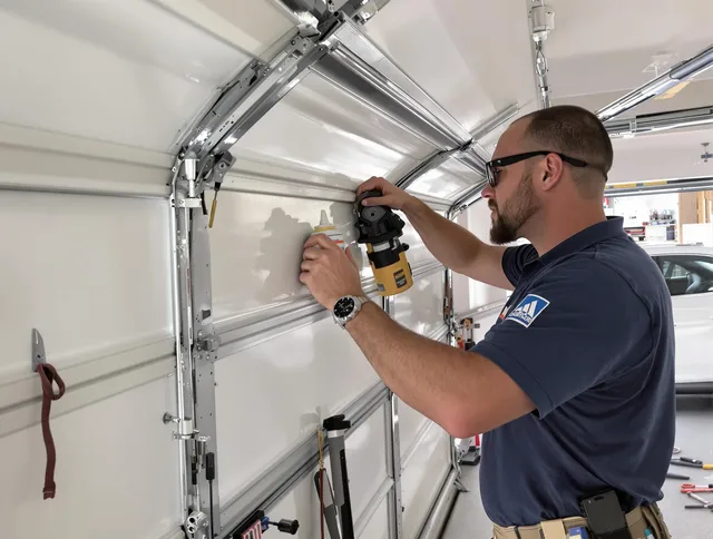 Brookfield Garage Door Repair technician quieting a noisy garage door in Brookfield