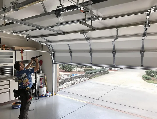 Garage door track repair service by Brookfield Garage Door Repair in Brookfield
